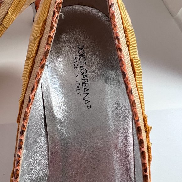 Beautiful DOLCE & GABANNA Women's Yellow & Orange Kitten Heel Shoe Size 38 - Picture 3 of 7